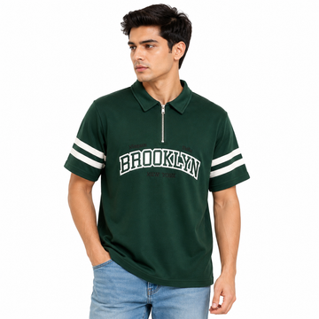 Men's Brooklyn Half-Zip Polo T-Shirt – Dark Green