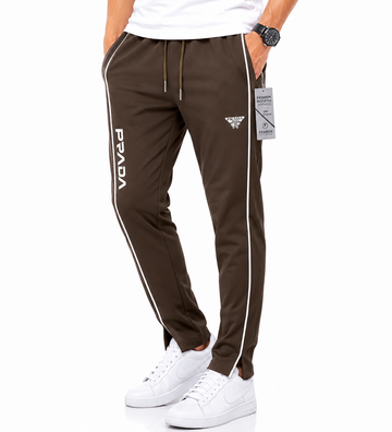 Men's Premium Prada-Inspired Slim Fit Track Pants – Brown