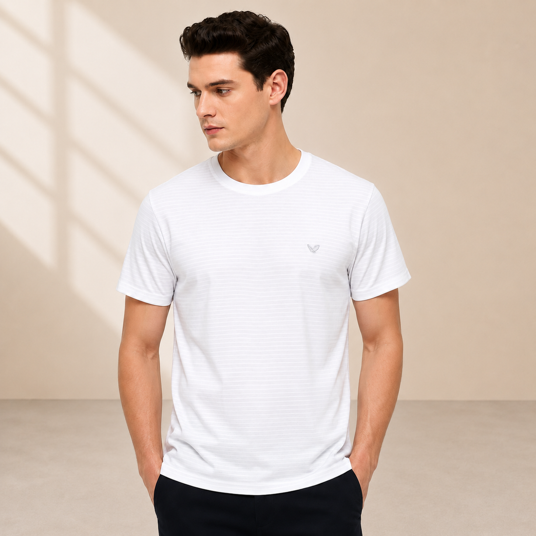 Men's Premium White Performance Crew Neck T-Shirt