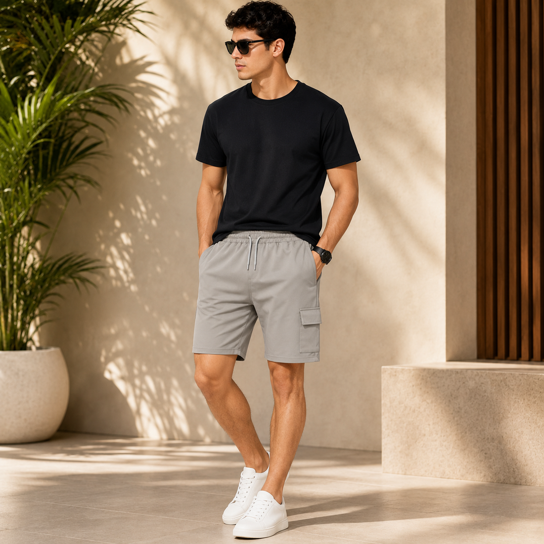 Men's Premium Light Grey Cargo Shorts