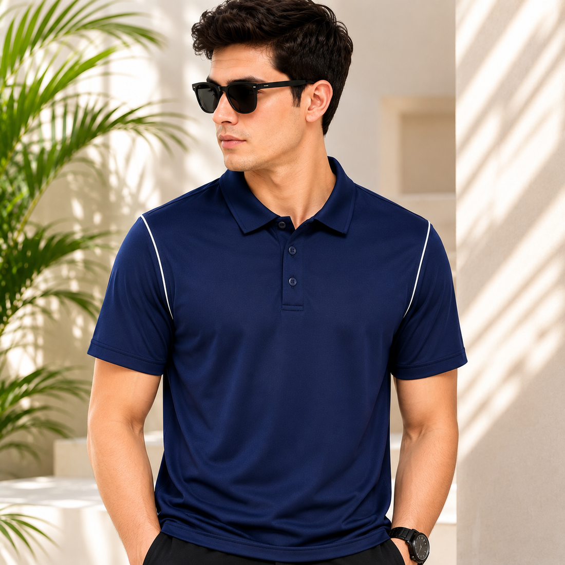 Men's Premium Navy Performance Polo Shirt