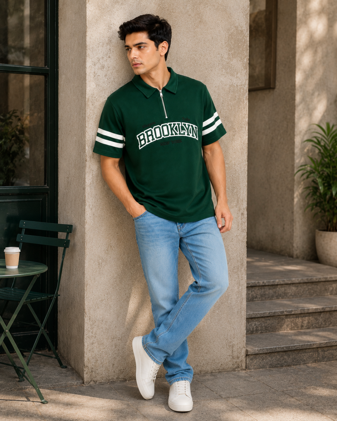 Men's Brooklyn Half-Zip Polo T-Shirt – Dark Green