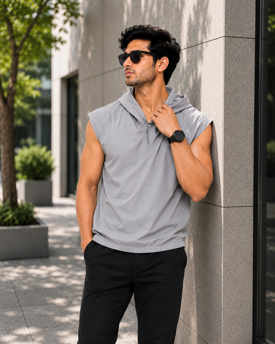 Men's Lightweight Sleeveless Hooded Windbreaker